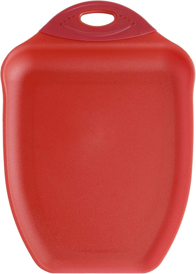 Dexas Chop & Scoop Cutting Board, 9.5 x 13 Inch, Solid Red, BPA-Free Dishwasher Safe Kitchen Prep Board with Handle