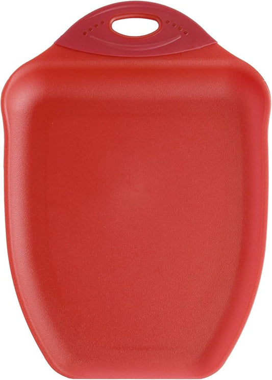 Dexas Chop & Scoop Cutting Board, 9.5 x 13 Inch, Solid Red, BPA-Free Dishwasher Safe Kitchen Prep Board with Handle