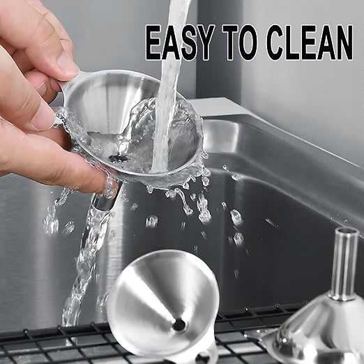 Funnels for Kitchen Bottle Filling, Lmoszuak Mini Stainless Steel Funnels, Multi-use Small Kitchen Funnel Set of 3, for Transferring Liquid, Fluid, Essential Oils, Powder,Tiny Spices,Dishwasher Safe