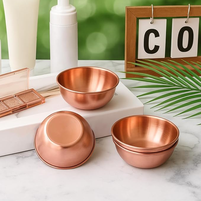 Teenyyou 12 Pcs 3. 23 In DIY Face Mask Mixing Bowl Stainless Steel Esthetician Facial Mask Bowl Facial Small Mixing Esthetician Supplies for Lady Women Skincare Home Salon Cosmetic Beauty (Rose Gold)