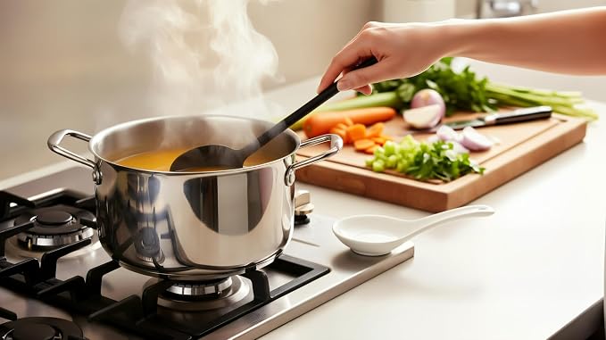 Silicone Cooking Spoon Set, High Heat Resistant Stiff Mixing Spoon, Extra Long Large Kitchen Utensil for Stirring, Mixing and Serving, 13.6 Inches, 4pack