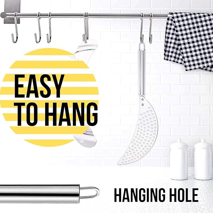 Pack of 2 Held Crescent Drainer Pan Pot Strainer with Handle Stainless Steel Hand for Spaghetti Fry Noodles Fruit Vegetable Pasta Strainer Colander Heavy Duty Food Drainers