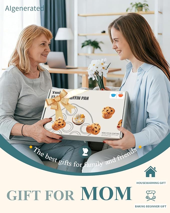Nonstick Muffin Pan with 12 Silicone Baking Cups, Carbon Steel Muffin Tin for Muffins, Cupcakes, Egg Bites and more, Non Toxic, Easy to Clean, Dishwasher Safe, Foggy Gray