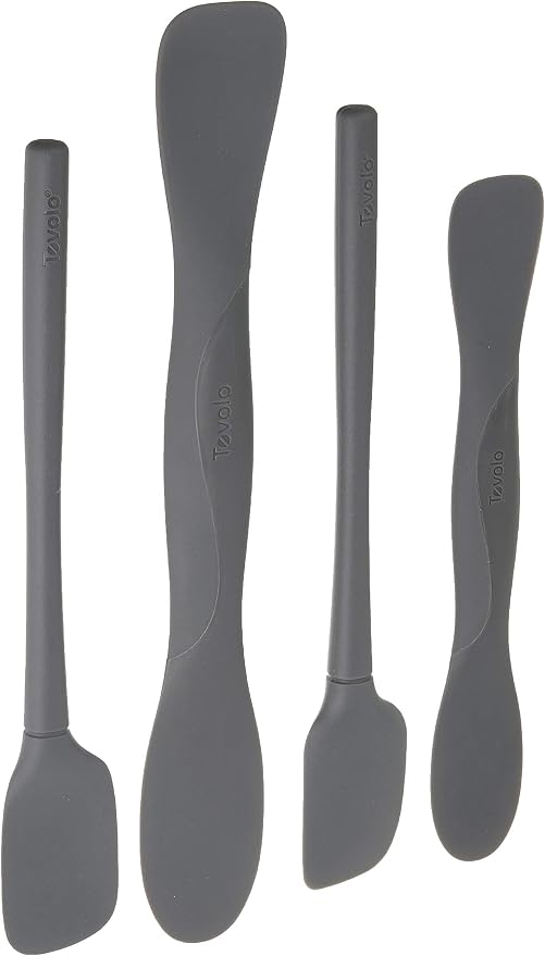 Tovolo Flex Core Mini Silicone Spatula Set for Kitchen Prep and Baking, Silicone Kitchen Utensils Set with Spatula Spoonula & Scoop Tools, BPA Free Heat Resistant Silicone Cooking Set, Charcoal Gray