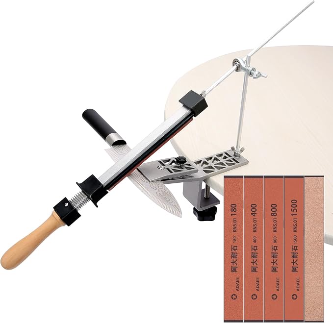 Knife Sharpener Professional Stainless Steel Kitchen Chef Knife Sharpener,Home Knife Sharpening Kit, Abrasive Holding System Tools (A)