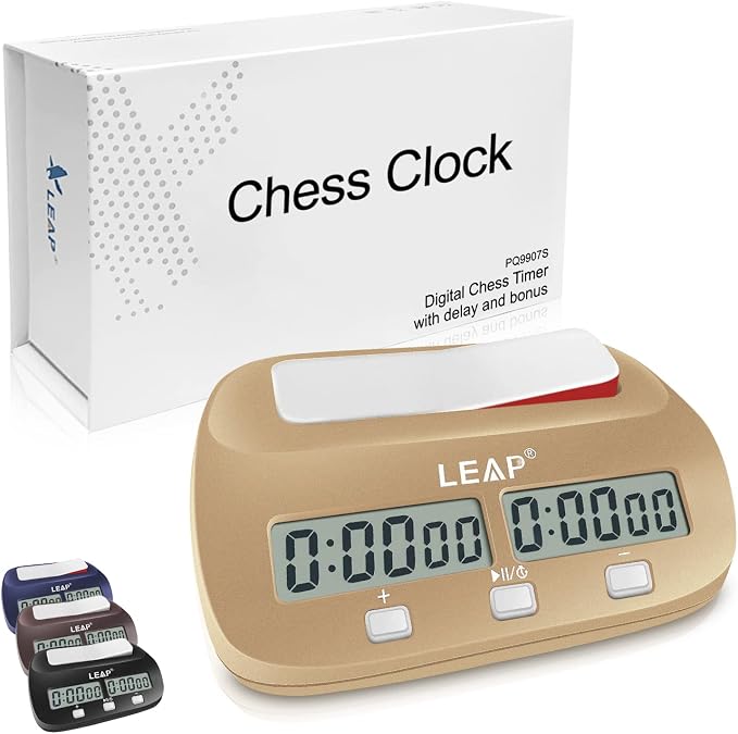 LEAP Digital Chess Clock - Professional Timer with Alarm Function, Golden