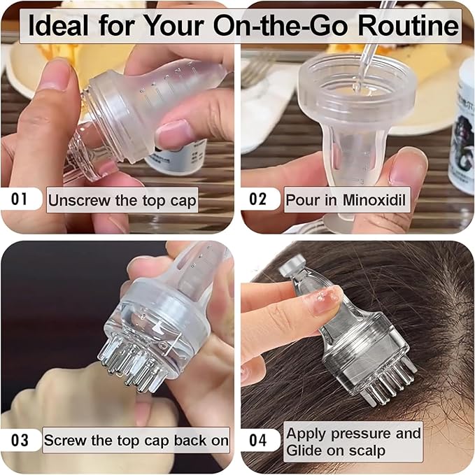 Angel Kiss Minoxidil Applicator, Hair Oil Applicator, Scalp Applicator Tool | Oil Dispenser for Hair: Fast Efficient Delivery to Hair Roots, Messy-Free, Waste-Free, Scalp Massage Compact Minoxidil Bottle