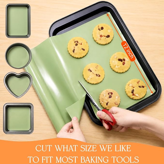 ZOOFOX 12 IN x 8 FT Silicone Baking Mat Roll, Non-Stick Pastry Mat Cut to Size with Tape Measure, Dough Rolling Mat, Heat-Resistant Baking Sheet for Oven Baking Pan, Kitchen Counter