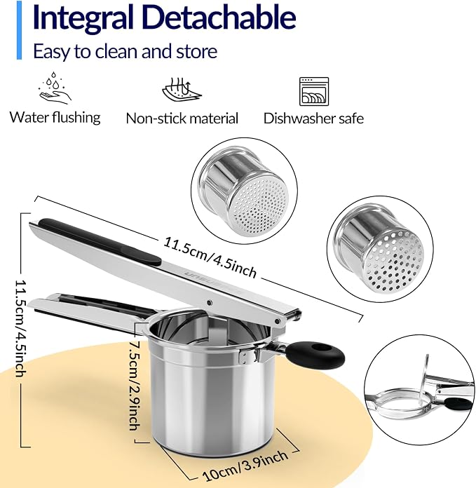 SPEENSUN Potato Ricer, Ricer for Mashed Potatoes, 15oz and 2 Interchangeable Cups Spaetzle Maker for Fluffy Mashed Potatoes,Detachable and Heavy Duty Stainless Steel Potato Masher for Baby food