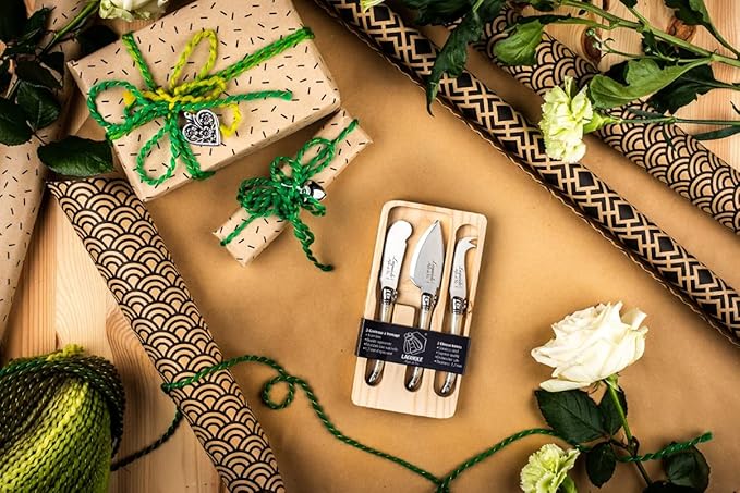 Laguiole Style de Vie Cheese knives Premium Line, set of 3, mother of pearl color