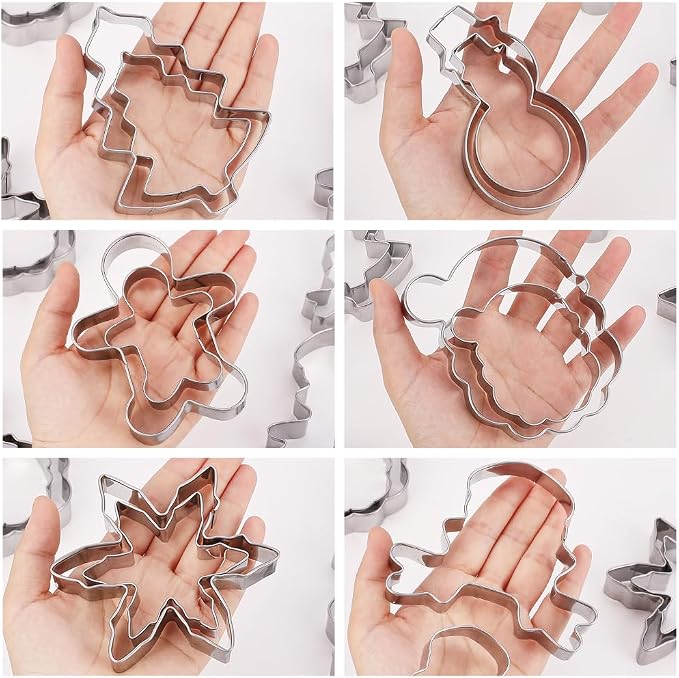 MrCookie 4" Large Christmas Cookie Cutters Set | Thickened Stainless Steel