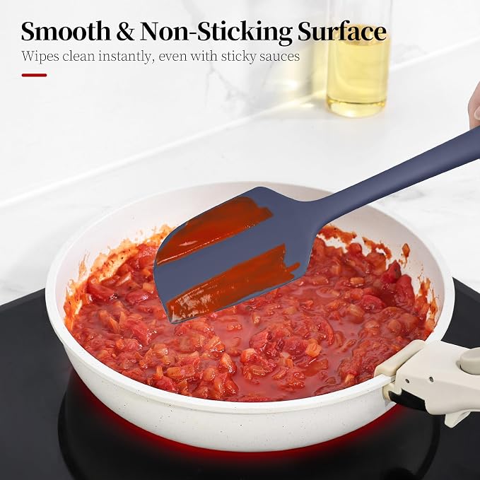600ºF Heat Resistant Large Baking Silicone Spatula, Midnight Blue | 11.34in High Heat Food Safe Flexible Kitchen Silicone Scraper for Cooking Mixing Scraping Stirring Nonstick Cookware Pan Bowl