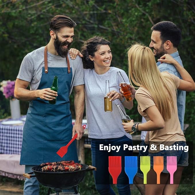 Hhyn Silicone Basting Pastry Brush Set 5 Pack, Multicolor | Heat Resistant Spread Oil Butter Sauce for BBQ Grill Barbeque Kitchen Baking Cooking Pastries, 2 Large & 3 Small