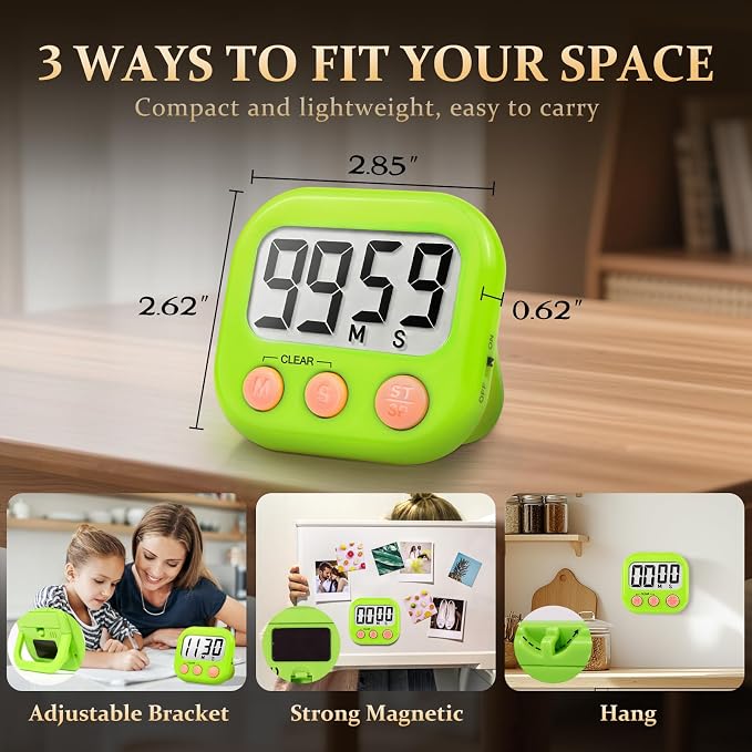 12 Pack Digital Kitchen Timer Small Classroom Timers for Kids Teachers (Orange&Green)