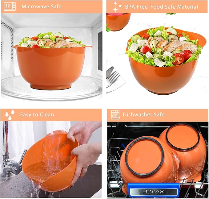 BoxedHome 4.5qt Mixing Bowls Set of 4 | BPA-Free Plastic, Microwave Safe