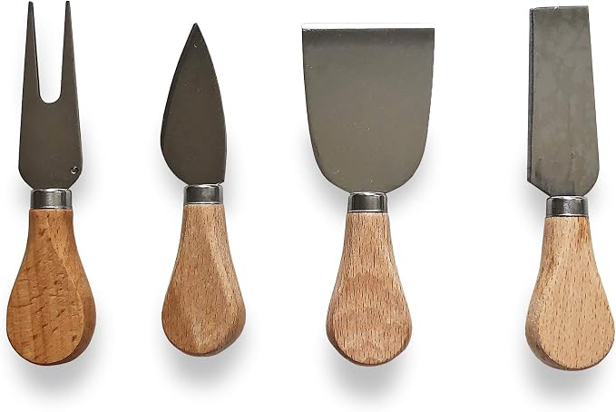 Jean-Patrique Cheese Knives - Set of 4, Includes Serving Fork, Parmesan, Hard and Soft Cheese Knife - From