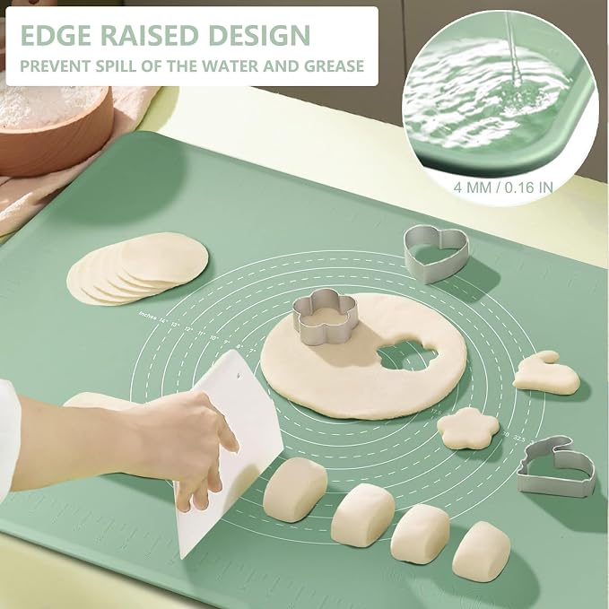 Silicone Pastry Mat 28" x 20" Non Stick Silicone Baking Mat Extra Thick Pastry Mat with Measurements Food Grade Pastry Mats for Rolling Dough,Bread,Pie,Cookies,Pizza and fondant,Food Grade Baking Mat