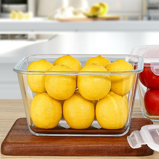 2 Pack Large Glass Storage Containers with Lids 85oz/10.5cup Big Airtight Glass Food Storage Containers for Rotisserie Chicken Watermelon Meal Prep, BPA Free, Freezer Dishwasher Oven Safe