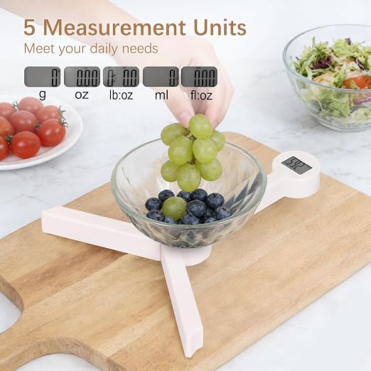 Folding Food Scale, Digital Kitchen Scale, Portable Food Scale Travel Scale for Food, Collapsible Mini Pocket Scale Grams and Ounces, Ideal for Diet Calorie Control Compact Kitchen (White)