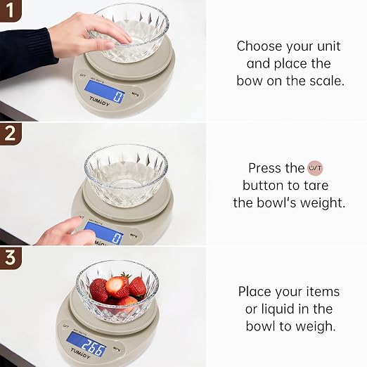 Small Digital Kitchen Scale Food -11lb/5kg Kitchen Weight Scale with LCD Display for Weight Loss, Sourdough Bread, Baking, Cooking, Keto and Meal Prep, 1g Precision, Batteries Included, Khaki