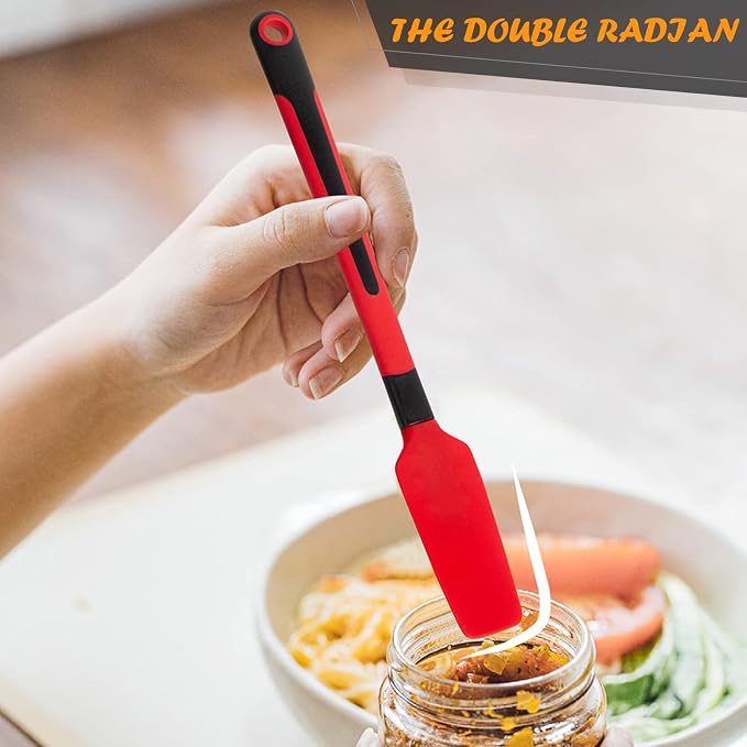 TEEVEA Silicone Spatula Set of 4 for Cooking Baking Mixing, Heat Resistant Non-Stick Dishwasher Safe BPA-Free Kitchen Utensils, Red and Black