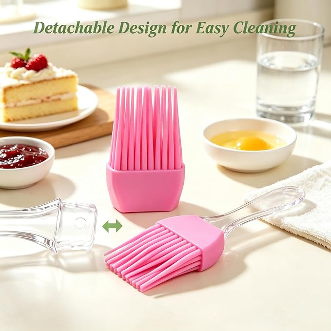 Pastry Brush,4 Packs Basting Brush for Cooking | Heat Resistant Silicone Brush for Kitchen BBQ Grill Barbecue Baking