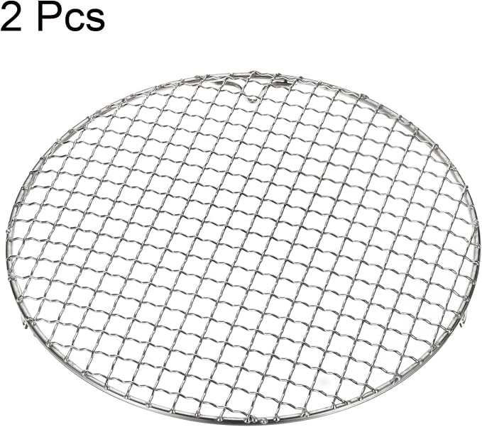 HARFINGTON 2pcs Round Cooking Rack 10.4-inch 201 Stainless Steel Cross Wire Barbecue Grill Net with 20mm Legs for Cooking Baking Steaming BBQ