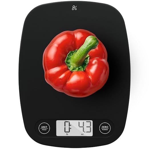 Greater Goods Food Scale – Digital Kitchen Scale, 1g Precision, Easy-Tare & Quick Conversion, Slim Compact Design, Durable & Portable | Ideal for Cooking, Baking & Meal Prep (Matte Black)