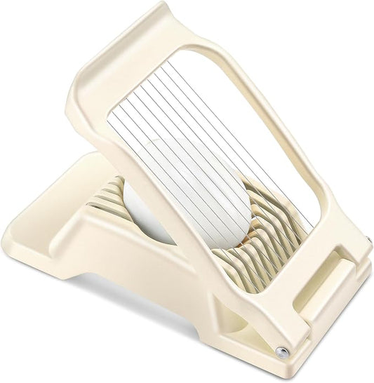 Egg Slicer for Hard Boiled Eggs, Stainless Steel Wire, Multipurpose Heavy Duty Aluminium Egg Cutter for Egg, Salads, Sandwiches, Strawberries, Mushrooms, Soft Cheese, Fruit, White