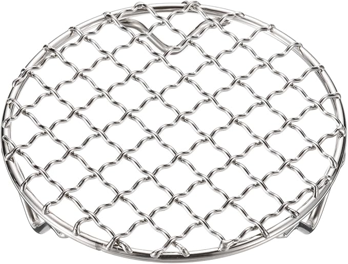 HARFINGTON Round Cooking Rack 4.7-inch 201 Stainless Steel Cross Wire Barbecue Grill Net with 20mm Legs for Cooking Baking Steaming BBQ