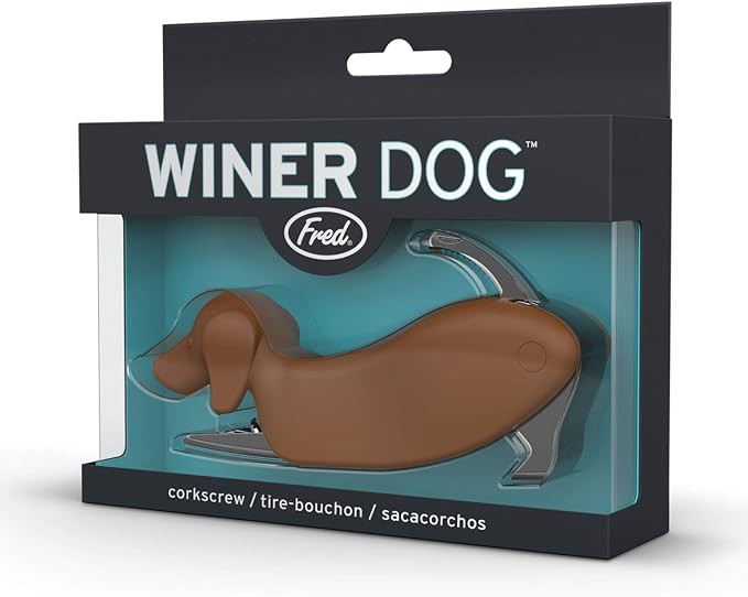 Genuine Fred WINER DOG Dachshund Dog Shaped Corkscrew, Brown