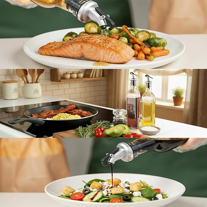 WERTIOO Oil Bottles for Kitchen 2 Pack, 17oz Oil and Vinegar Dispenser Set | 500ml Olive Oil Dispenser Bottle for Kitchen, with 4 Plastic Pourer, 1 Stainless Steel Funnel, Pen and Label