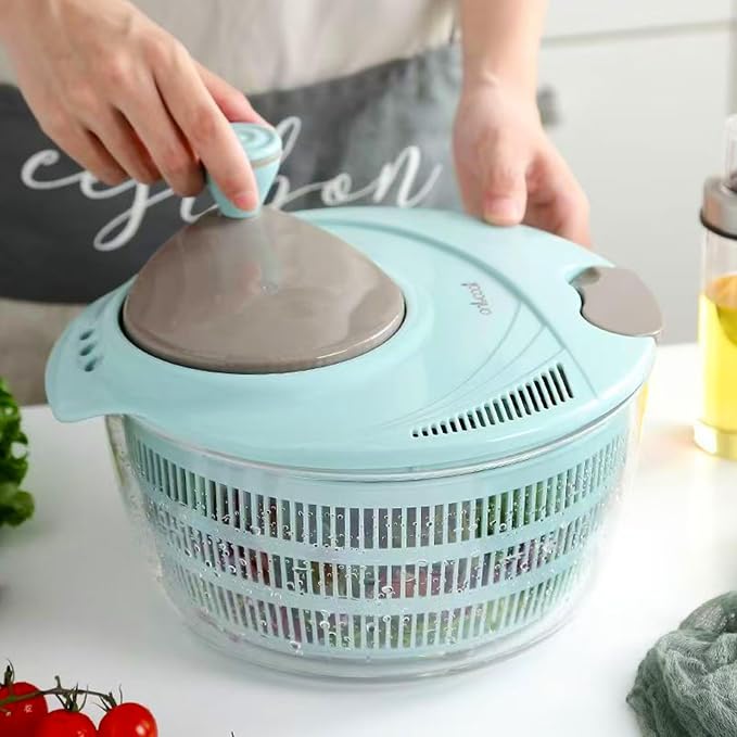 Salad Spinner,4.23 Quart Lettuce Spinner with Storage Lid, Drain, Bowl, and Colander, Fruit and Vegetable Wash, Salad Dryer, Efficient Salad Preparation and Food Washing