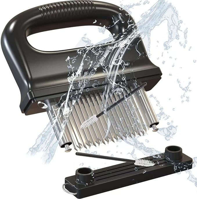 Meat Tenderizer, with 48 Stainless Steel Ultra Sharp Needle Blades, Hand Held Meat Tenderizer Needle, Kitchen Cooking Tool Best Makes Steak & Chicken Tender - No More Hammer, Meat Pounder