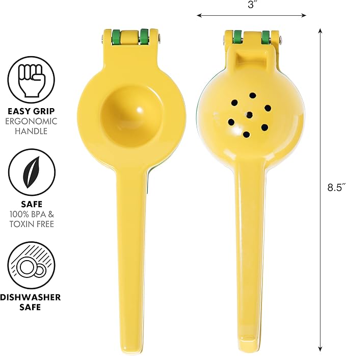 OGGI Combo Citrus Press- Aluminum Manual Citrus Juicer w/Non-Stick Coating, Ideal Hand Juicer, this Citrus Squeezer is a Great Addition to Your Kitchen Accessories, Yellow