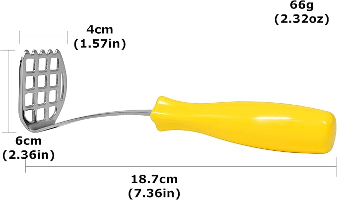 Smallish Egg & Potato Masher, Heavy Duty Stainless Steel, Hand Smasher For Potatoes Avocado and Beans 7.4” Mashing Utensils