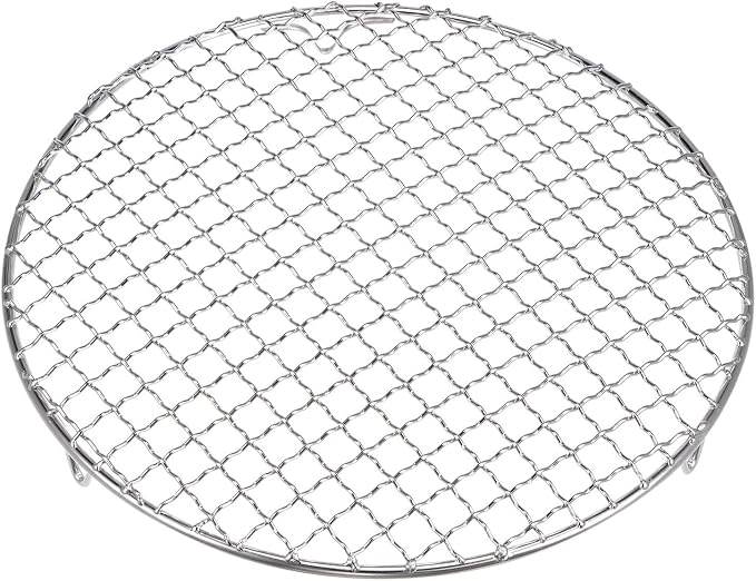 HARFINGTON Round Cooking Rack 10.2-inch 201 Stainless Steel Cross Wire Barbecue Grill Net with 20mm Legs for Cooking Baking Steaming BBQ