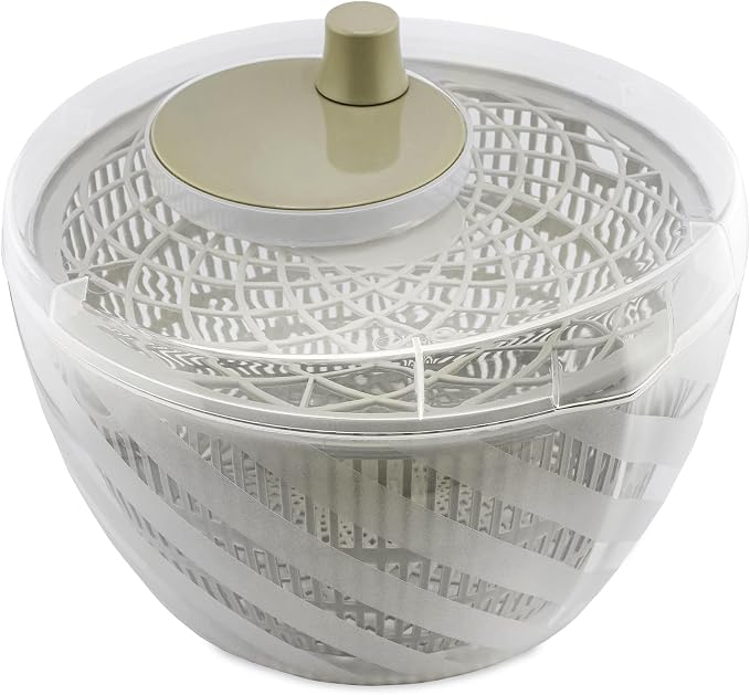 BranQ Home essential GreenSpin Manual Salad Spinner for Drying Salad, Vegetables, Fruits or Herbs, Basket Volume 6 L, Made from BPA Free Plastic, Dimensions: 26 x 26.5 x 17.5 cm