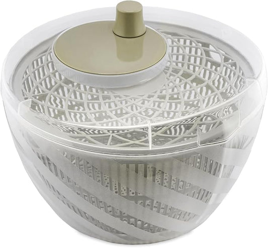 BranQ Home essential GreenSpin Manual Salad Spinner for Drying Salad, Vegetables, Fruits or Herbs, Basket Volume 6 L, Made from BPA Free Plastic, Dimensions: 26 x 26.5 x 17.5 cm