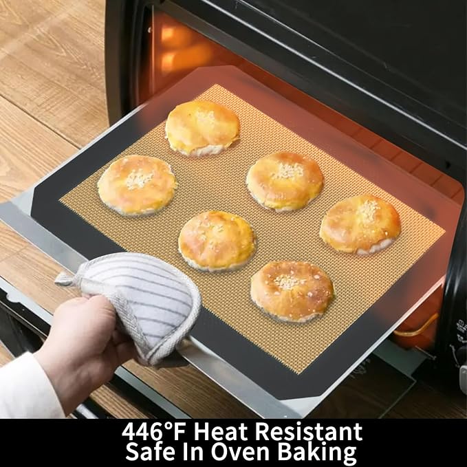 Small Silicone Baking Mats, Set of 4,11-4/5x8-1/4 Inch Quarter Sheet Size, Non Stick, BPA Free, 1/4 Baking Sheet Pan Liner for Cookies, Macaron, Bread, Pastry, Toaster (Grey)