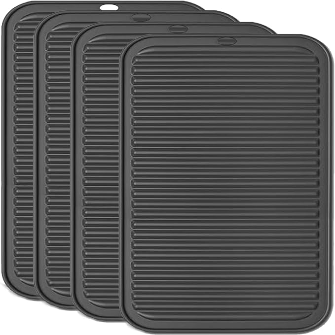 Extra Large Silicone Trivets for Hot Pots and Pans 16x12 Inch, Heat Resistant Hot Pads for Countertops, Hot Dishes, Pot Holders for Kitchen, 4 Piece, Black