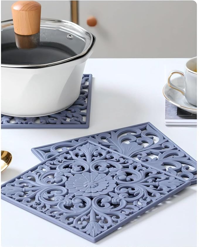 Silicone Trivets Mats for Hot Dishes, Square Trivet Hot Pads for Kitchen Counter, Trivet for Hot Pots and Pans, Thick Heat Resistant Mat for Quartzs, Kitchen Tabletops Pot Holder Set 3 Yellow