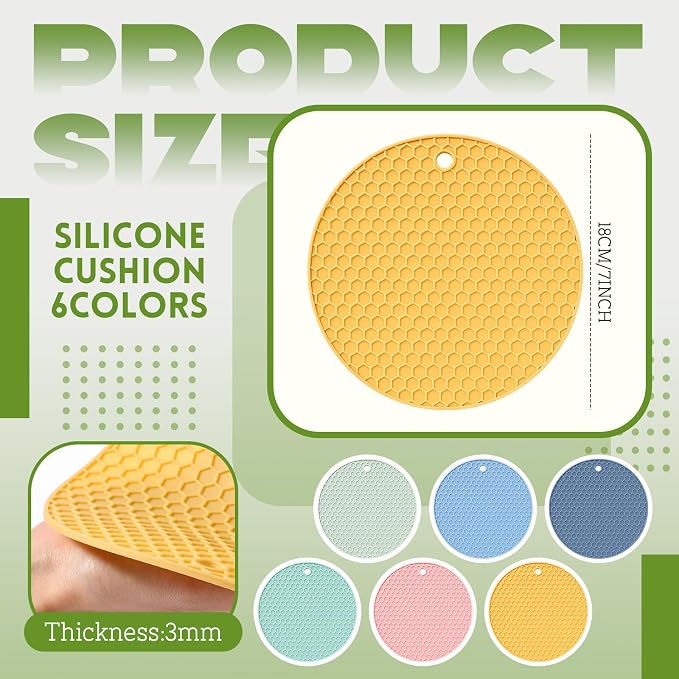 Boao 6 Pack Silicone Trivets Mat, Hot Pad Mat, Pot Holder, Silicone Hot Pad for Kitchen Counter (Morandi Color)