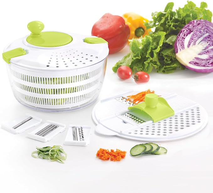 Best Rated Salad Spinner. Salad Maker. Vegetable Washer and Lettuce Crisper. Lettuce Spinner and Fruit Washing Bowl with Strainer. Fruit Washer with Mandoline. BPA Free. Dressing Bottle Included