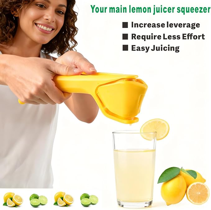 Lemon Squeezer, Effective at Squeezing Out Juice, Citrus Juicer | Easy-to-Use, Very Sturdy Lemon Juicer, Fold-Flat Easy-to-Place, Easy-to-Clean Citrus Squeezer to Squeeze Lemon, Lime, Orange