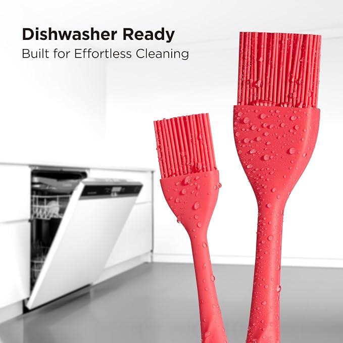 Kitchen Mama WaltzGrip Platinum Silicone Basting Pastry Brush, Red | Heat-Resistant, For Cooking, Baking, Grilling, Spreading Oil or Butter, Dishwasher-Safe