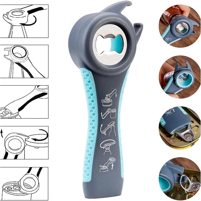 Bottle Opener for Arthritic Hand,Jar Opener for Old People, Children, Women, Those with Weak Hands,Multifunctional Kitchen Gadgets (05-Blue)