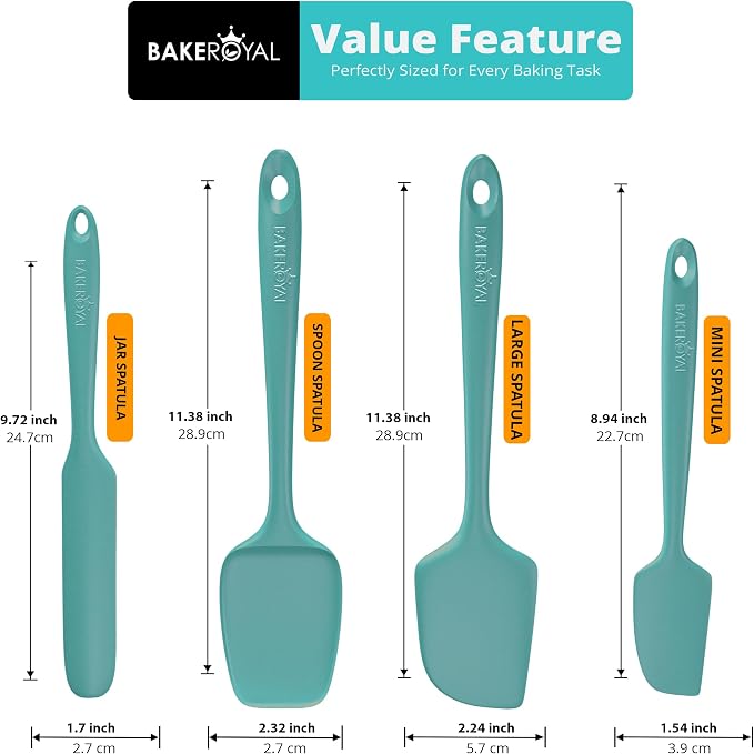 BakeRoyal Silicone Spatulas Set - Aqua