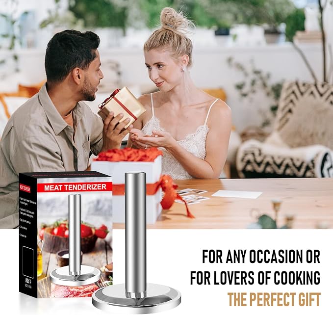 Meat Pounder Tenderizer, 304 Stainless Steel Thickened Weighted Meat Hammer, Round Chicken Flattener Tool ﻿