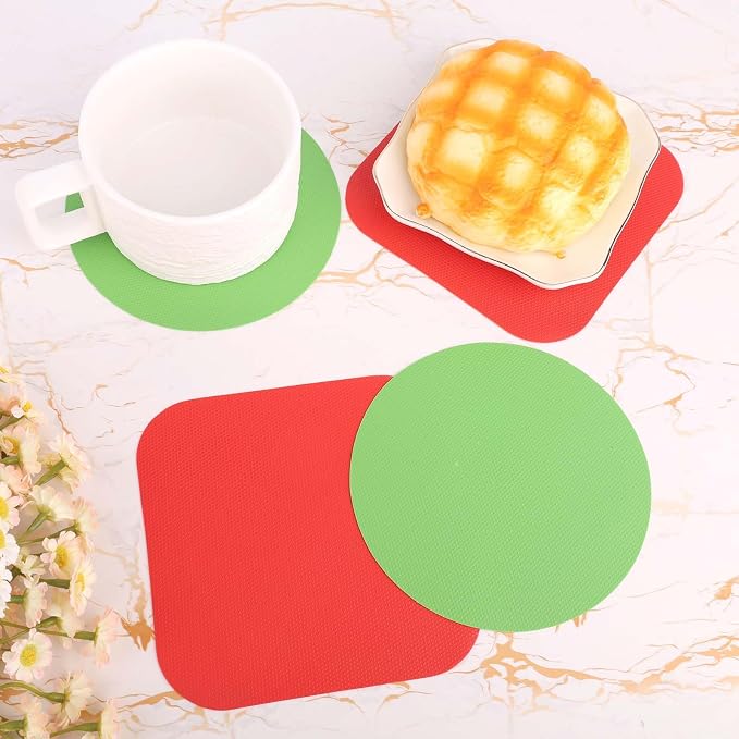 LUTER 4pcs Jar Opener Gripper Pad for Seniors with Weak Hands, Rubber | Multi-function Silicone Bottle Opener Lid Cap Rubber Gripper Pads Kitchen Coasters Gadgets, Red, Green